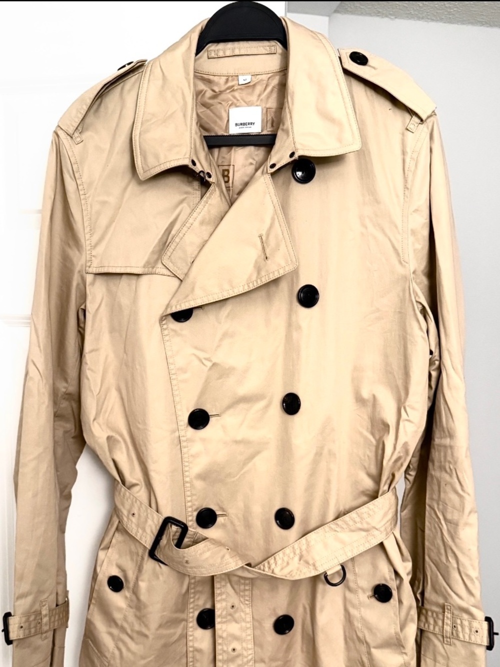 Burberry Men’s Beige Double-Breasted Belted Trench Coat Size 52